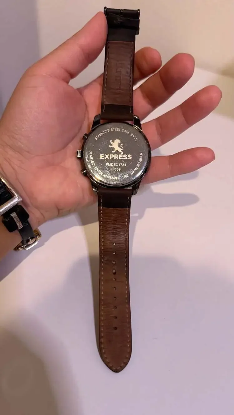 Express Men's Dual Time Chronograph Watch FMDEX1734 with Brown Leather Strap
